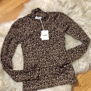 Nanushka Madi Top Graphic Animal Latte Sz XS
